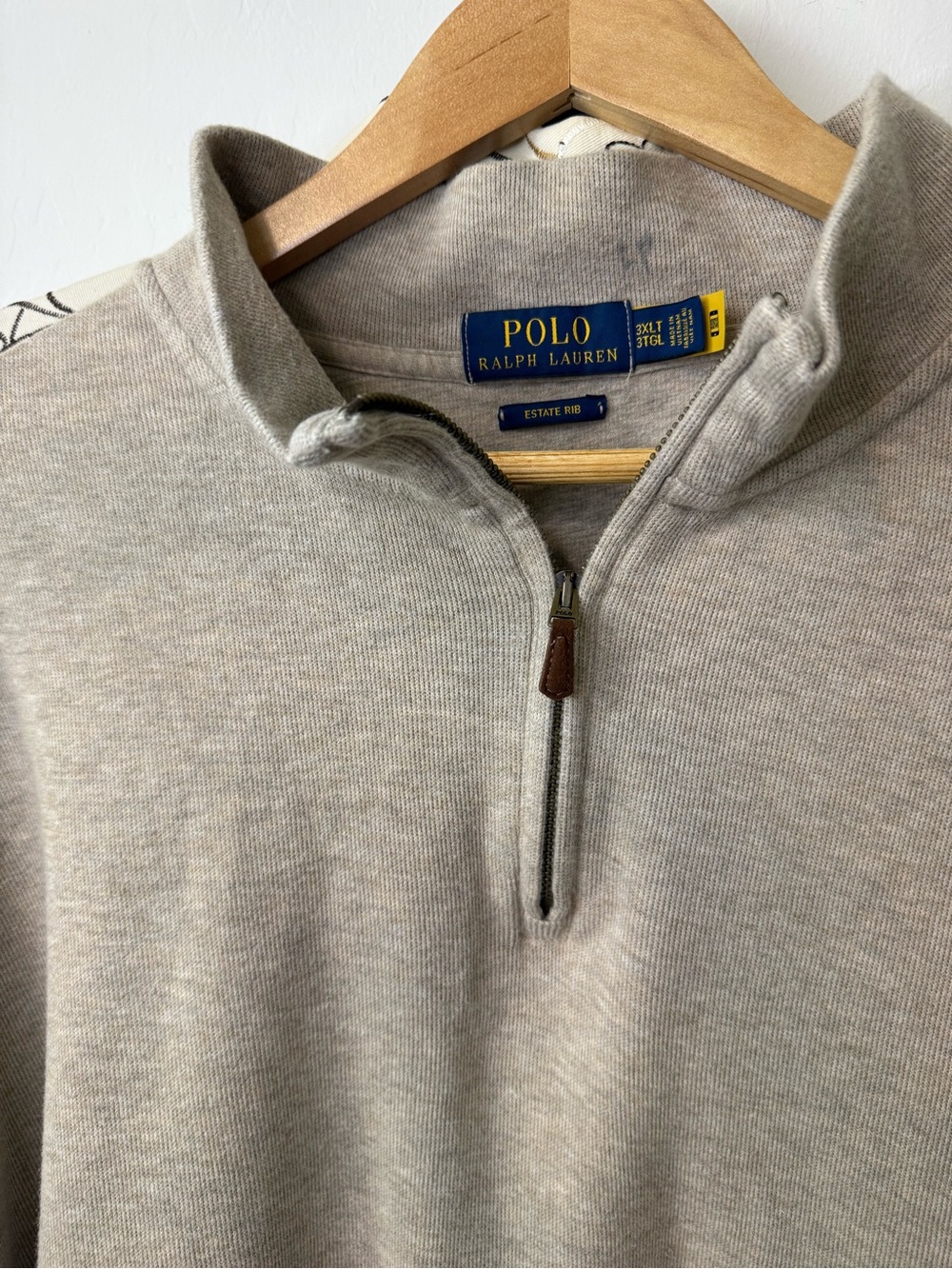 Polo Ralph Lauren Estate Rib 1/4 Zip Pullover 3XLT Oatmeal Cotton